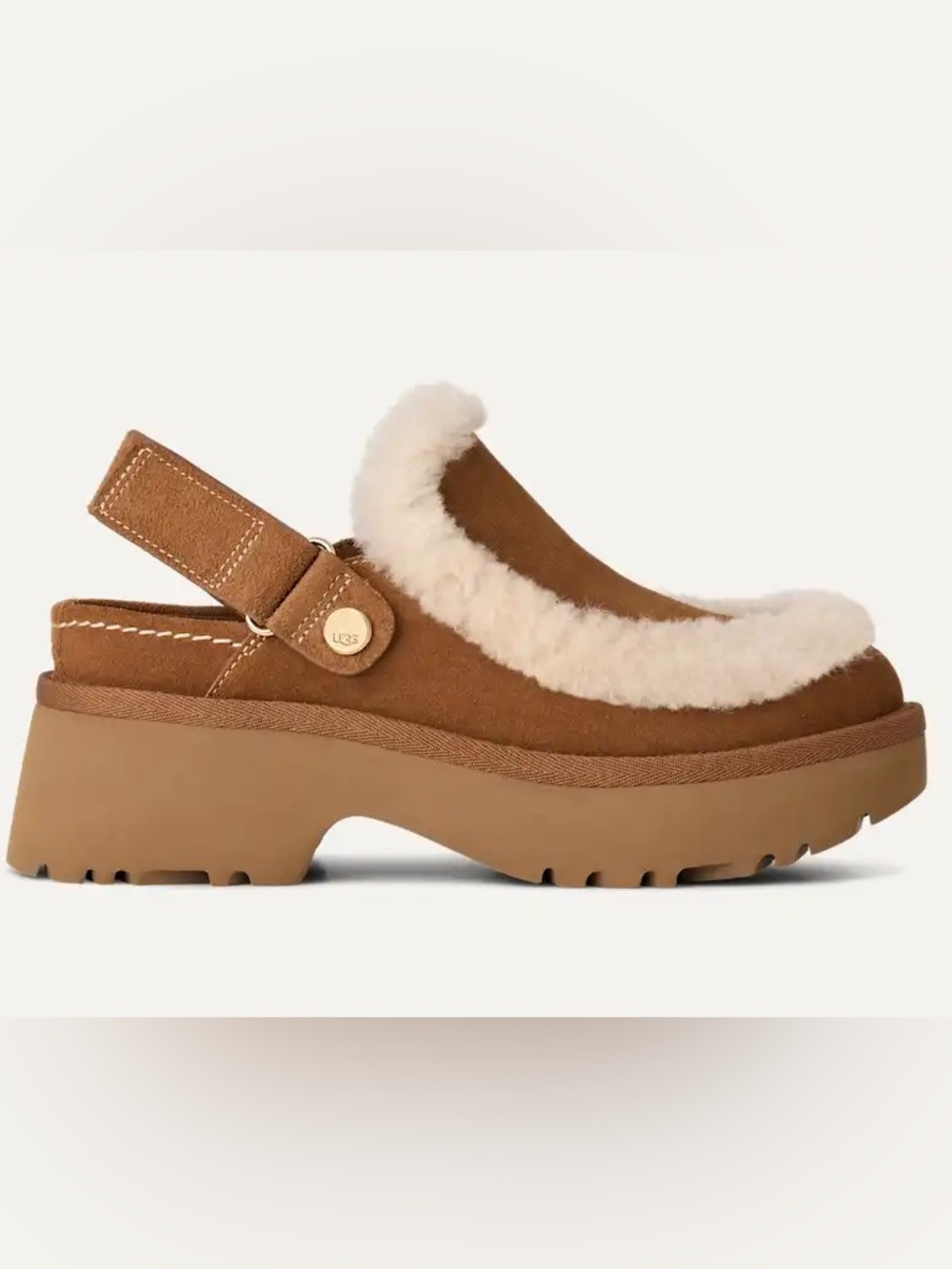 UGG Esmee clog Shearling-Trim Slingback NEW color chestnut - Picture 2 of 13
